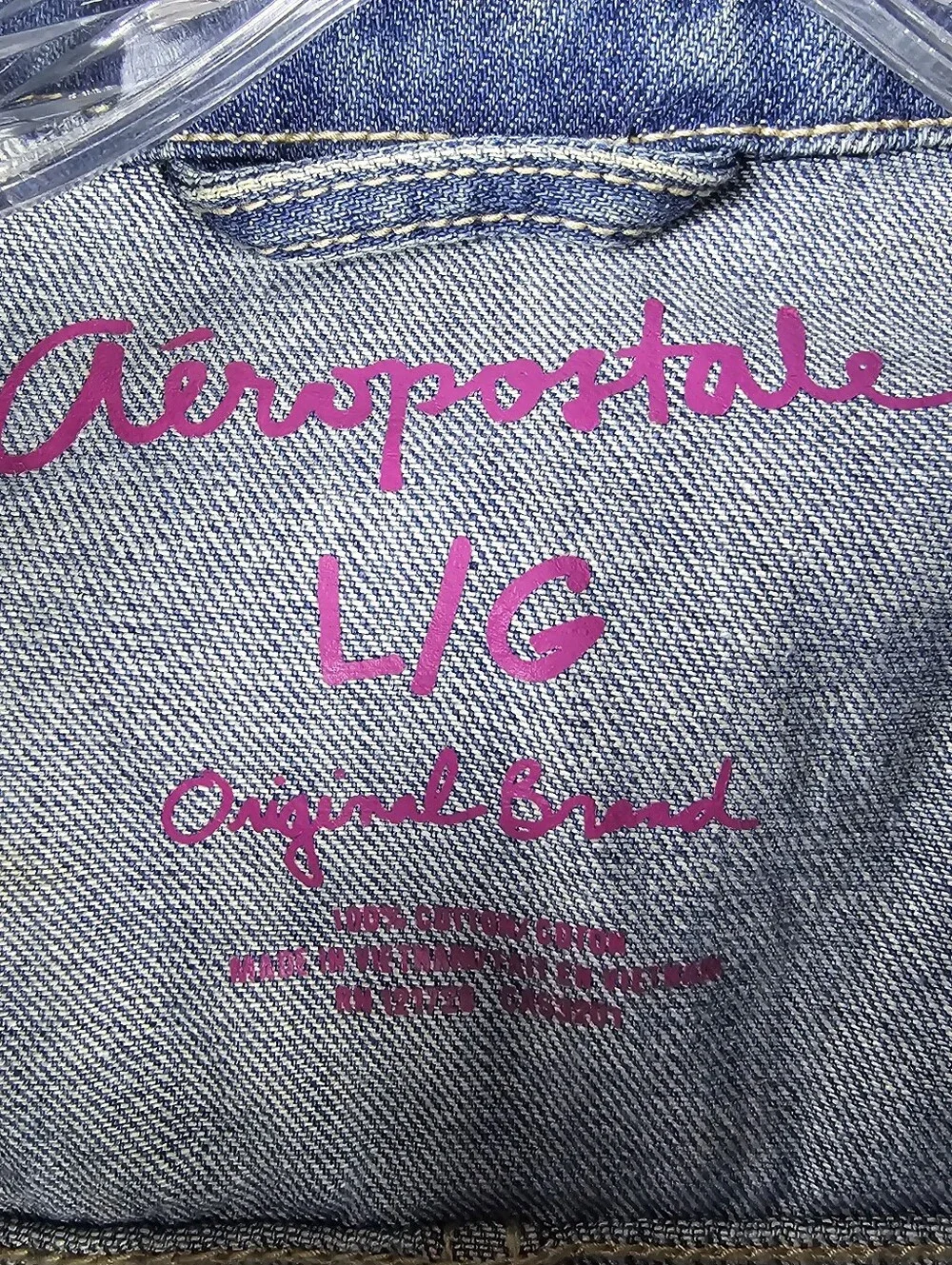 Aeropostale Y2K Cropped Denim Jean Vest Lightly Distressed Women's Lg Festival